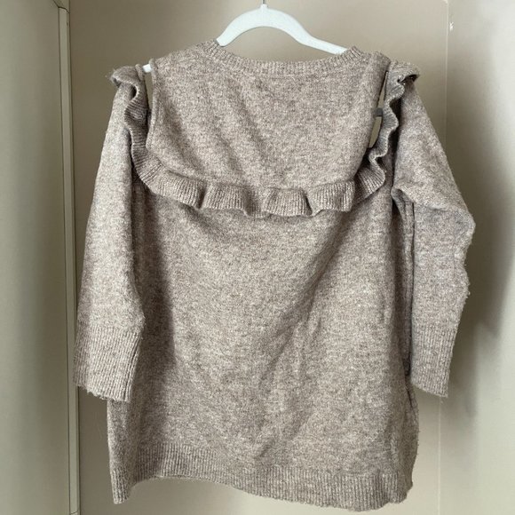 LOFT | Neutral Cold-Shoulder Ruffle Sweater - Picture 3 of 5